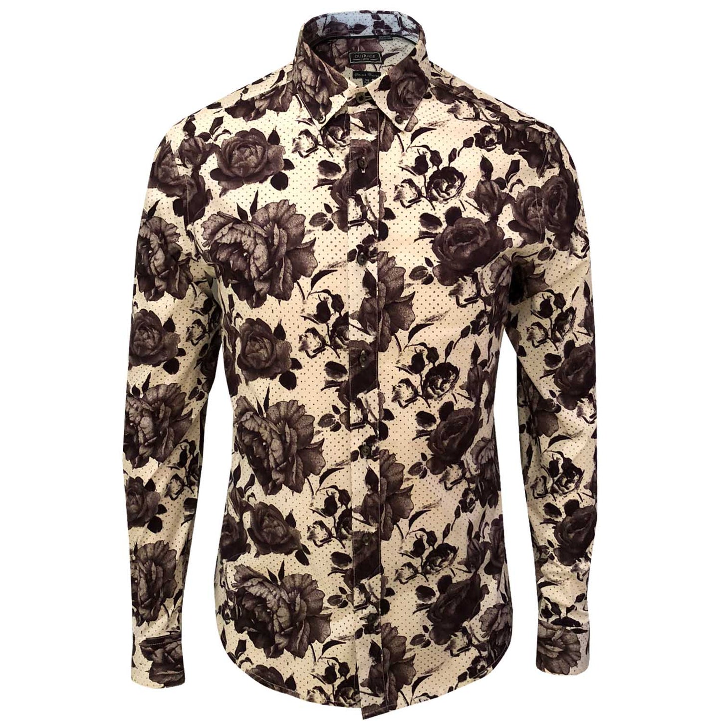 OUTRAGE - ALL OVER PRINT LONG SLEEVE SHIRT (ROSE DOT) - LabelledUp.com