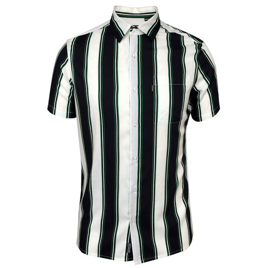 Outrage - Viscose Stripe Short Sleeve Shirt - LabelledUp.com