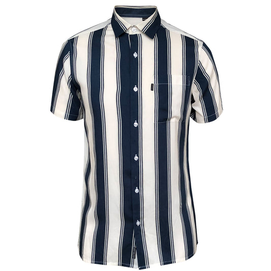 Outrage - Viscose Stripe Short Sleeve Shirt - LabelledUp.com